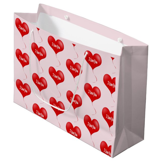I Liebe you - Romantische Geschenktasche Große Geschenktüte (Vorderseite Schrägansicht)