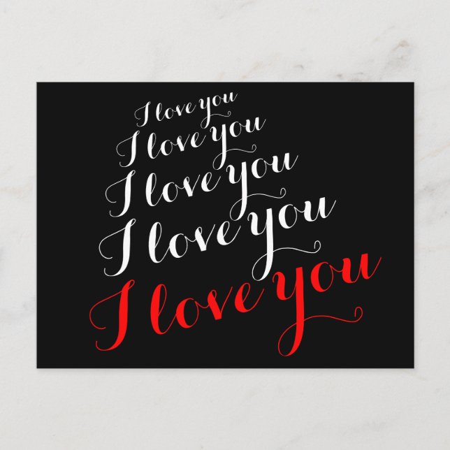 'I Liebe you' romantische Worte Postkarte (Vorderseite)