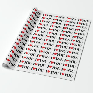I Liebe You, Schwarz-weißes rotes Herzgeschenk Geschenkpapier