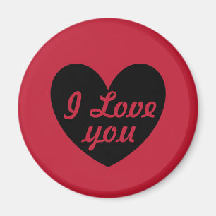 "I Liebe you" Schwarzes Herz auf Rot Magnet
