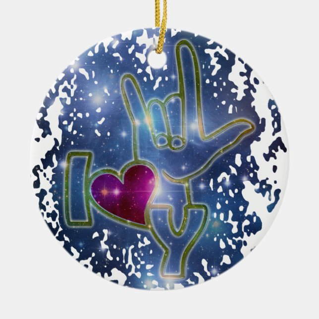 I LIEBE YOU / sign language Keramikornament (Vorne)