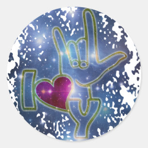 I LIEBE YOU / sign language Runder Aufkleber