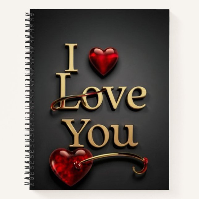 "I Liebe You" Spiralheft - Romantisches Geschenk Notizbuch (Vorderseite)