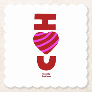 I Liebe You Square Scallotion Paper Untersetzer