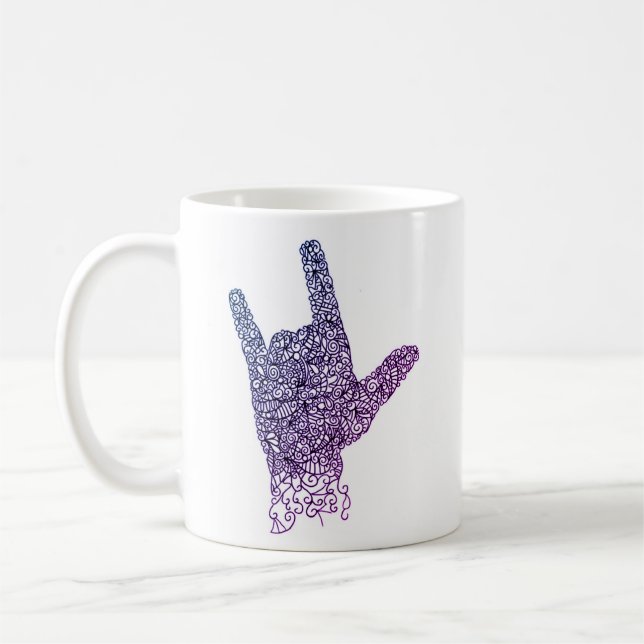 "I Liebe You" - Tasse der amerikanischen Gebärdens (Links)