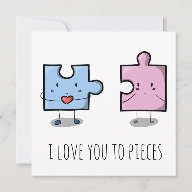 'I Liebe you to stückes valentinickarte Karte (Vorderseite)