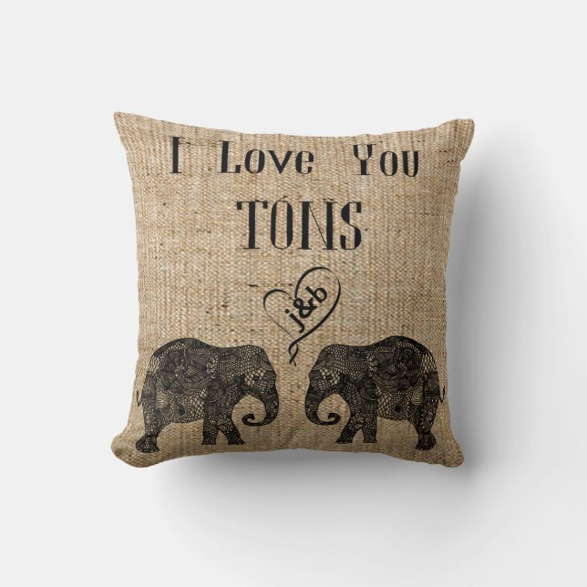 I LIEBE YOU TONS/Elephant Art/Wedding Personalisie Kissen (Vorderseite)