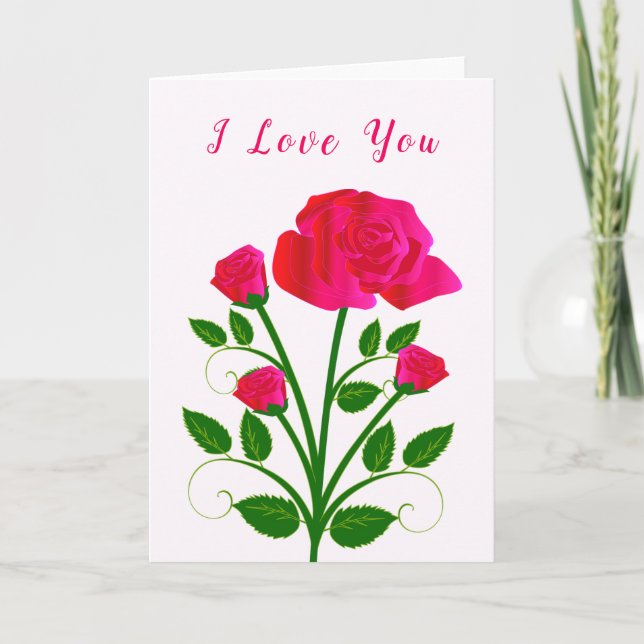 I Liebe You Valentine's Day Card Romantische Rose Karte (Vorderseite)