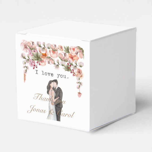 I Liebe you Watercolor Blumen Hochzeitsgeschenk Ne Geschenkschachtel (Vorderseite)