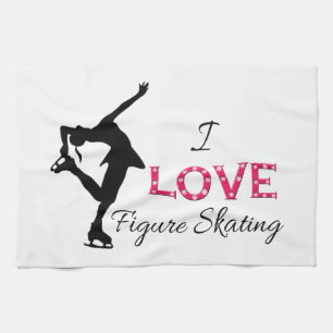 I LIEBE Zahl Skaten, Schneeflocken u. Skater Handtuch