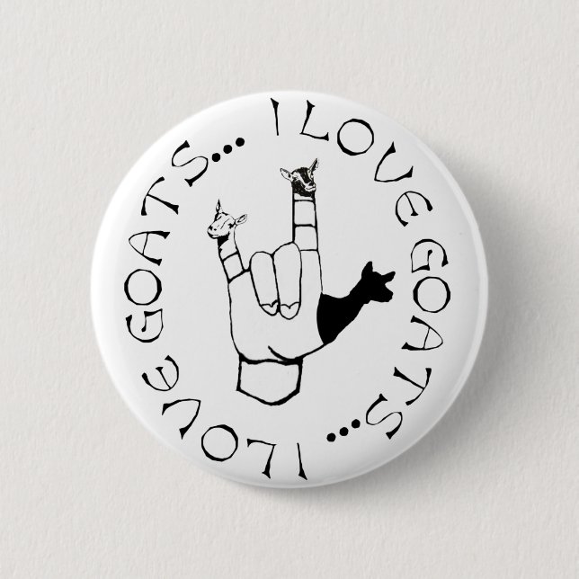 I Liebe-Ziegen ASL-Zeichen-Sprachhandsymbol Button (Vorderseite)