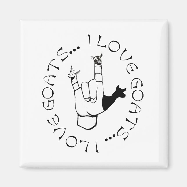 I Liebe Ziegen ASL Zeichensprache Handzeichen Magnet (Vorne)