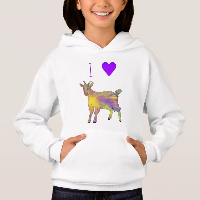 I Liebe Ziegen Niedliche farbenfrohe Künstlerische Hoodie (Vorderseite)