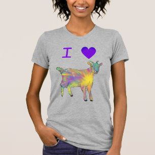 I Liebe Ziegen Slogan Witty Colorful Illustration  T-Shirt