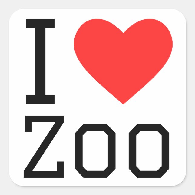 I Liebe Zoo Quadratischer Aufkleber (Vorderseite)