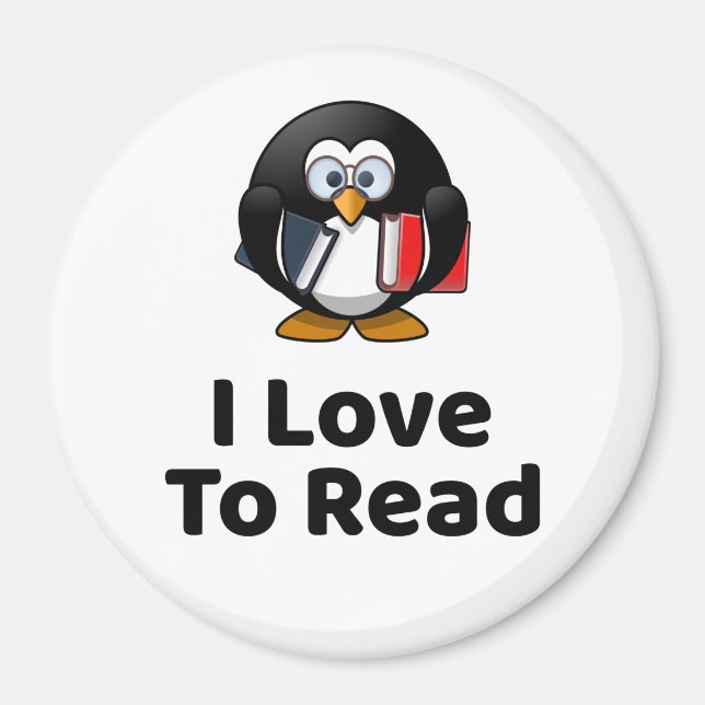I Liebe zu lesen Pinguin Funny Reading Magnet (Vorne)