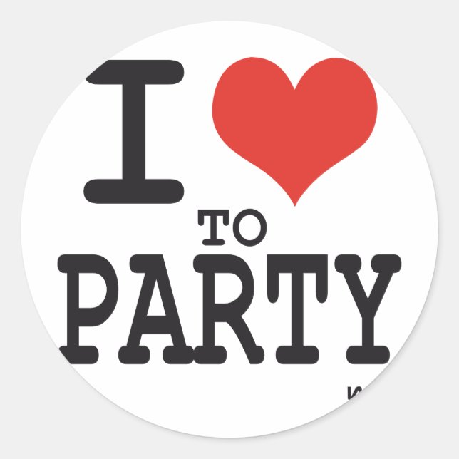 i Liebe zu Party Runder Aufkleber (Vorderseite)