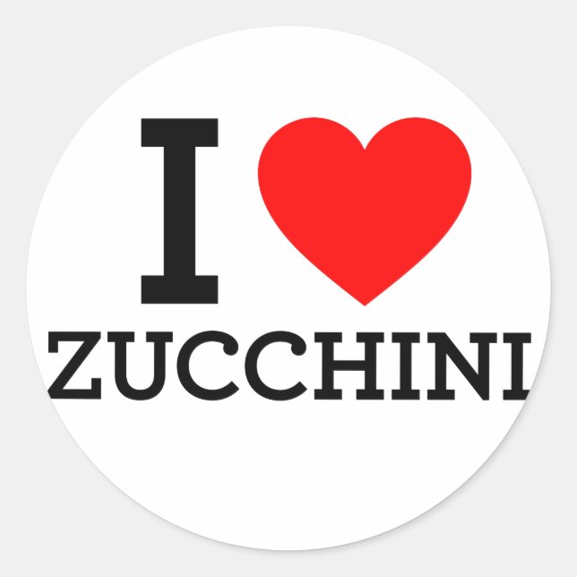 I Liebe Zucchini Runder Aufkleber (Vorderseite)