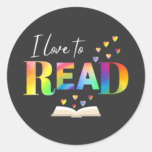 I Liebe zum Lesen Runder Aufkleber (Vorderseite)