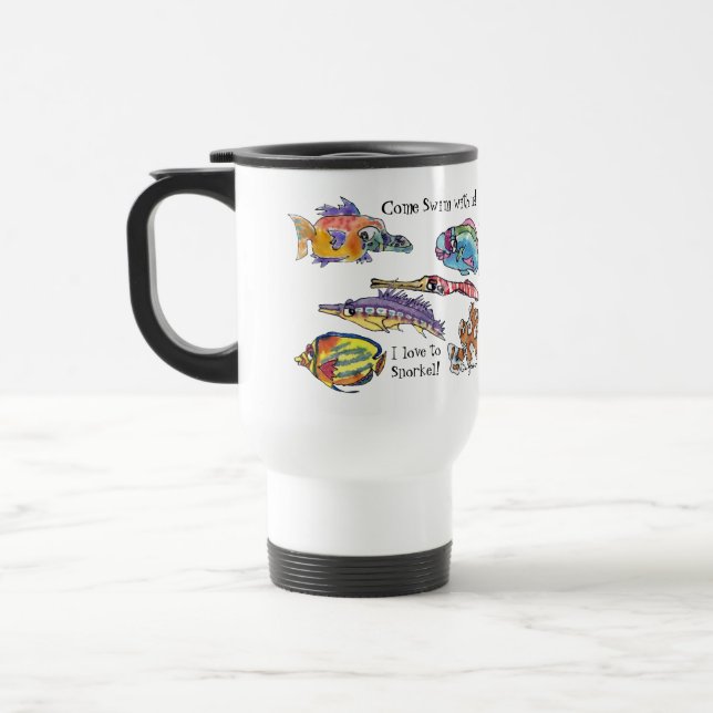 I Liebe zum Schnorcheln Spaß Cartoon Fisch Tasse (Links)