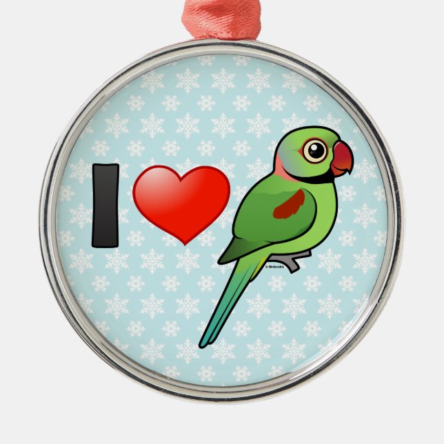 I LiebeAlexandrineParakeets Silbernes Ornament (Vorne)
