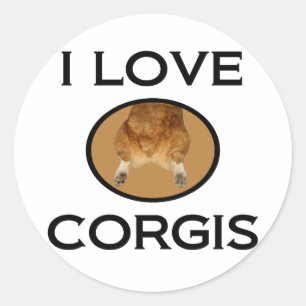 I LiebeCorgiscorgi-Hintern Runder Aufkleber