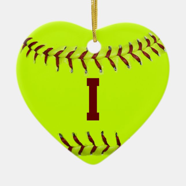 I Liebesoftball-Verzierung Keramikornament (Vorne)