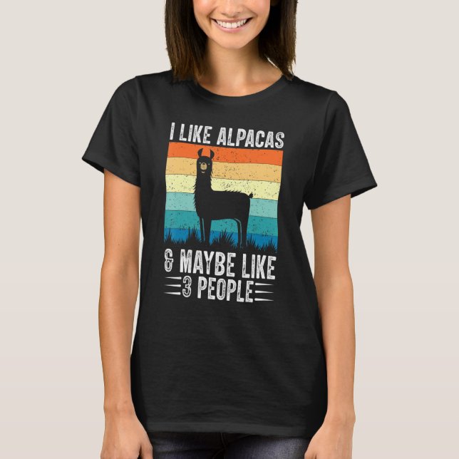 I Like Alpacas And Maybe Like 3 People Alpaca Retr T-Shirt (Vorderseite)