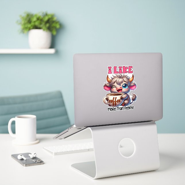 I Like Coffee More Than People  Aufkleber (Laptop auf Schreibtisch)