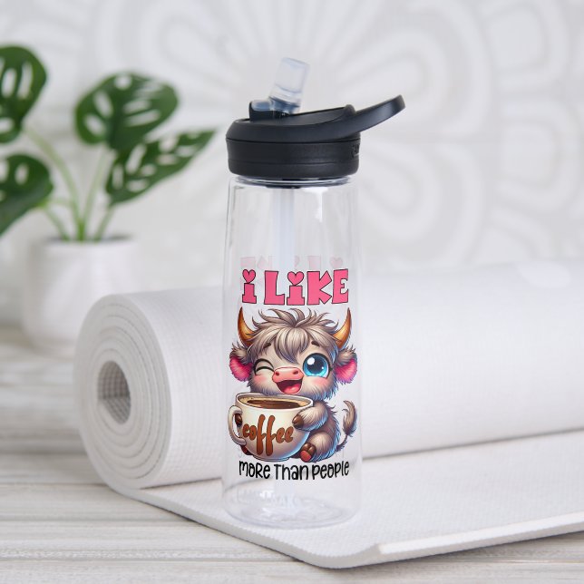 I Like Coffee More Than People  Trinkflasche (Yoga (gedreht))