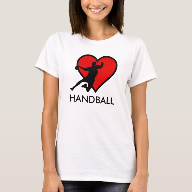 I like Handball with red heart modern design T-Shirt (Vorderseite)