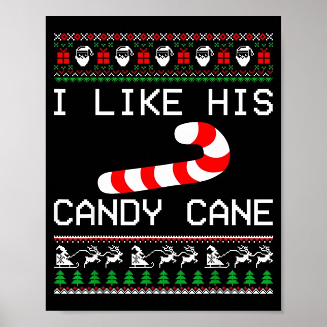 I Like His Candy Cane Couple Matching Christmas Me Poster (Vorne)