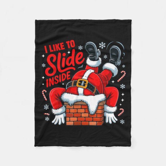 I Like To Slide Inside Funny Santa Couple Matching Fleecedecke (Vorderseite)