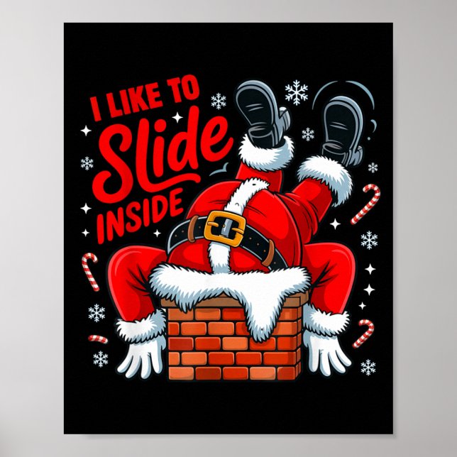 I Like To Slide Inside Funny Santa Couple Matching Poster (Vorne)