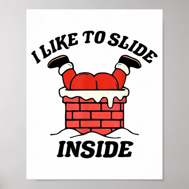 I Like To Slide Inside Funny Santa Couple Matching Poster (Vorne)