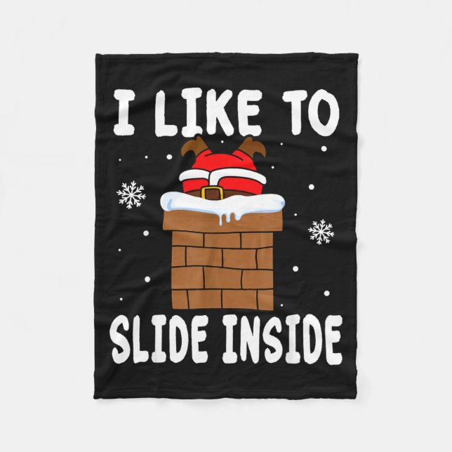 I Like To Slide Inside Funny Xmas Couple  Fleecedecke (Vorderseite)