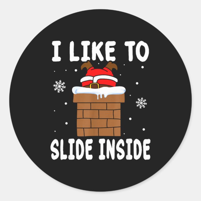 I Like To Slide Inside Funny Xmas Couple  Runder Aufkleber (Vorderseite)