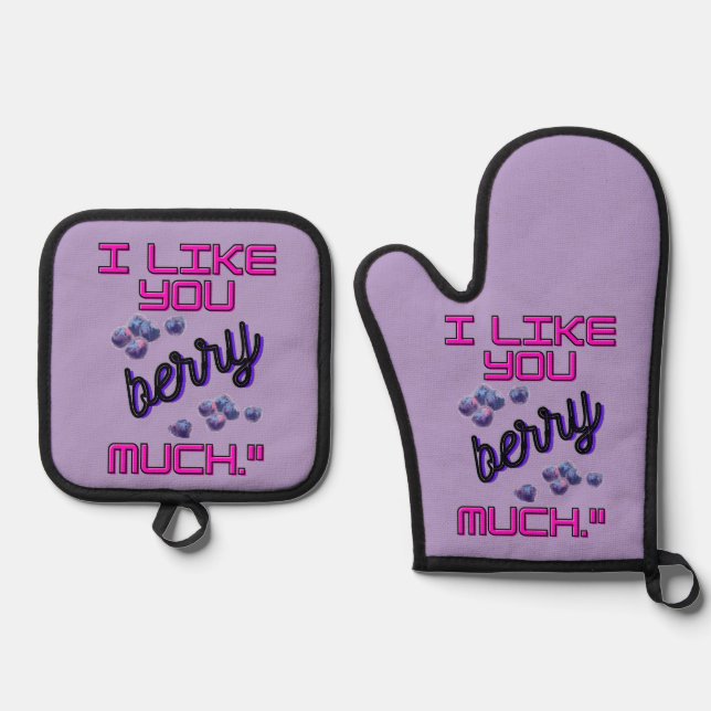 I LIKE YOU BERRY MUCH OFENHANDSCHUH & Topflappen-Set (Vorderseite)