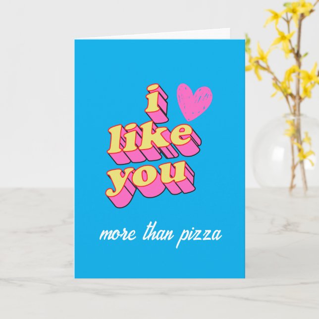 I LIKE YOU MORE THAN GREETING CARD (pink heart) Karte (Gelbe Blume)