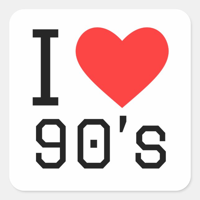 I love 90 quadratischer aufkleber (Vorderseite)