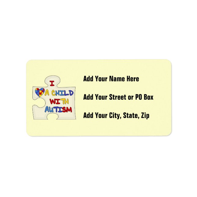 I love a Child With Autism Adressaufkleber (Vorne)