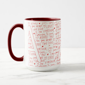 I Love A You — Personalized Initial “A” Romantic D Tasse