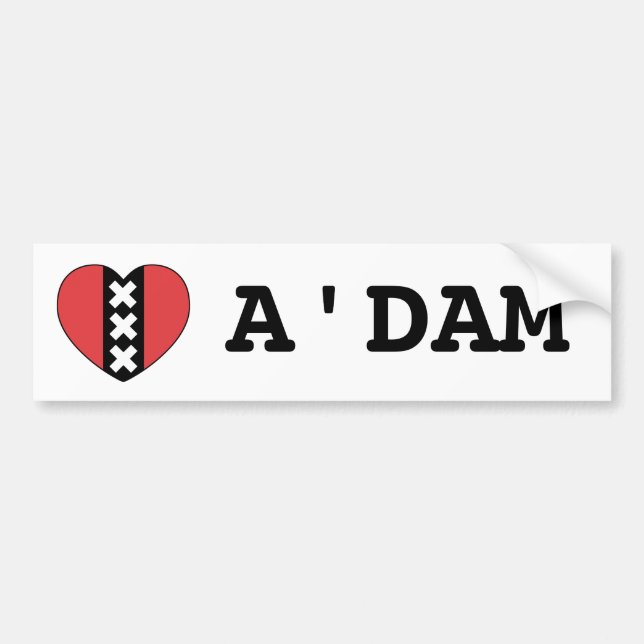 I LOVE A'DAM bumpersticker By Amsterdamned Autoaufkleber (Vorne)