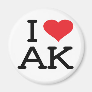 I Love AK - Coeur - Magnet rond