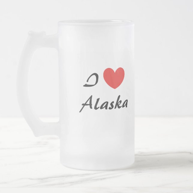 I Love Alaska Heart Typography Frosted Mug (Gauche)