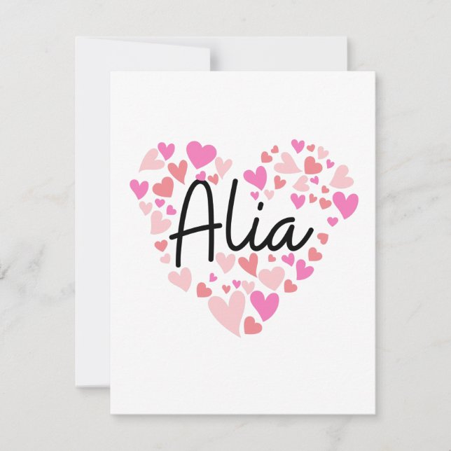 I love Alia - hearts for Alia Dankeskarte (Vorderseite)