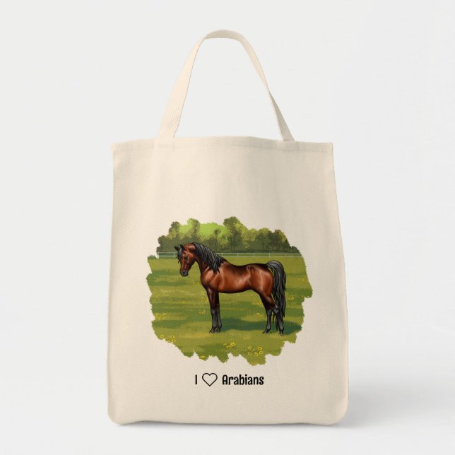 I Love Arabians Dark Bay Horse Tragetasche (Vorne)