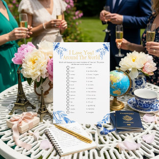 I love around the world blue Bridal shower game Einladung