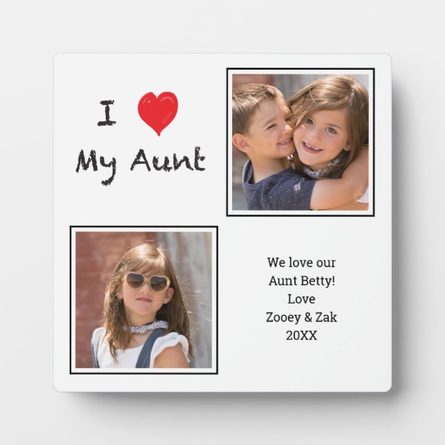 I Love Aunt 2 Foto Platte Fotoplatte (Vorderseite)