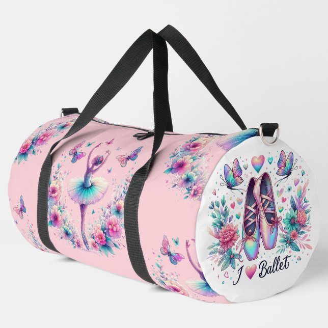 I Love Ballet Ballerina Dance Grand Duffel Sac (Coin gauche)